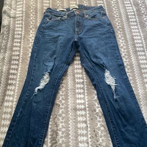 Dark Blue Denim Ripped Jeans